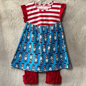 Boutique Cat in the Hat 2 piece. Girls size 4XL or size 7/8